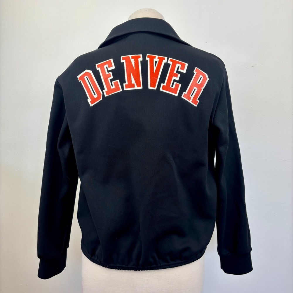 Vintage 70's Cheerleader Track Jacket Denver Black Chevron Talon Zip Women’s M